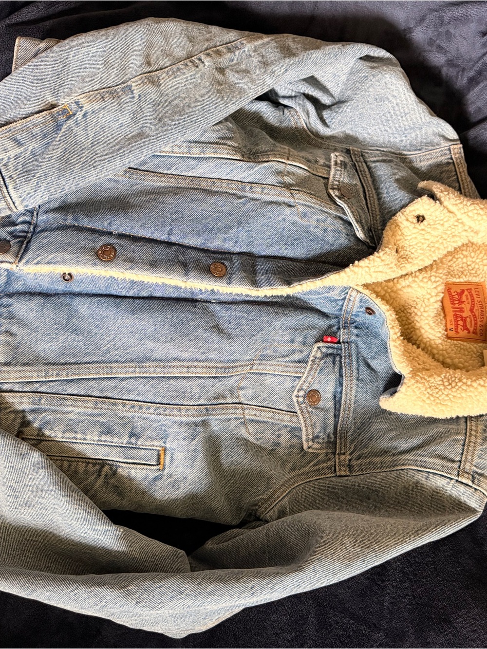 Levi's Light Blue Denim Jacket with Cream Sherpa Lining